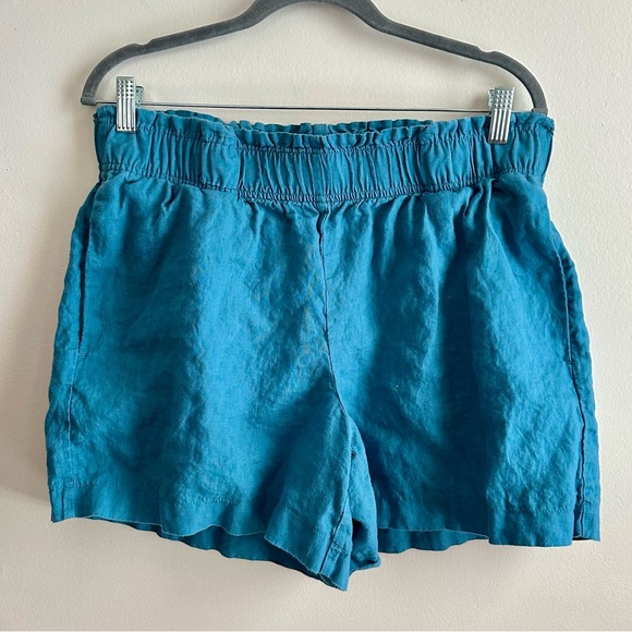 Quince • 100% European Linen High Waisted Shorts in Mineral Blue - Picture 1 of 7